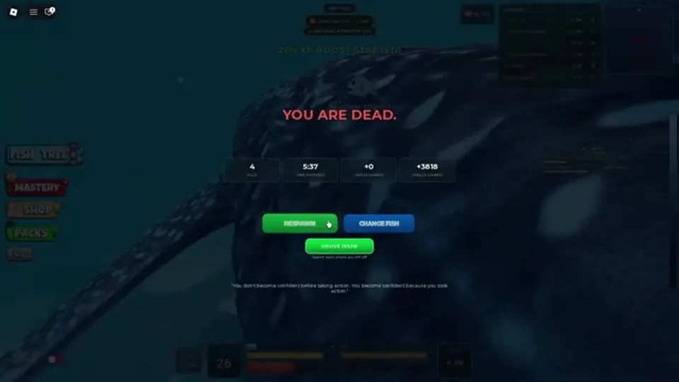 YOU ARE DEAD screen with a +300 payout